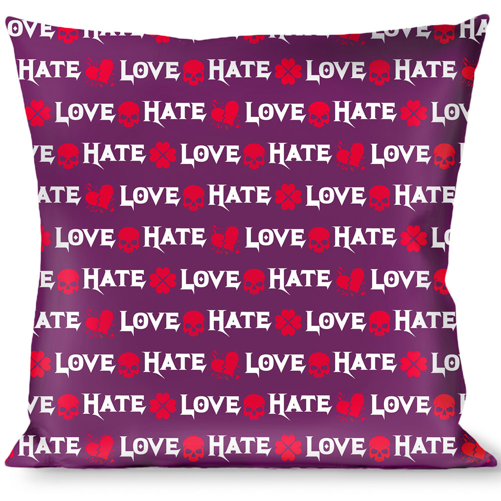 Buckle-Down Throw Pillow - Love/Hate Purple/White/Fuchsia Throw Pillows Buckle-Down   