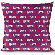 Buckle-Down Throw Pillow - Love/Hate Purple/White/Fuchsia Throw Pillows Buckle-Down   