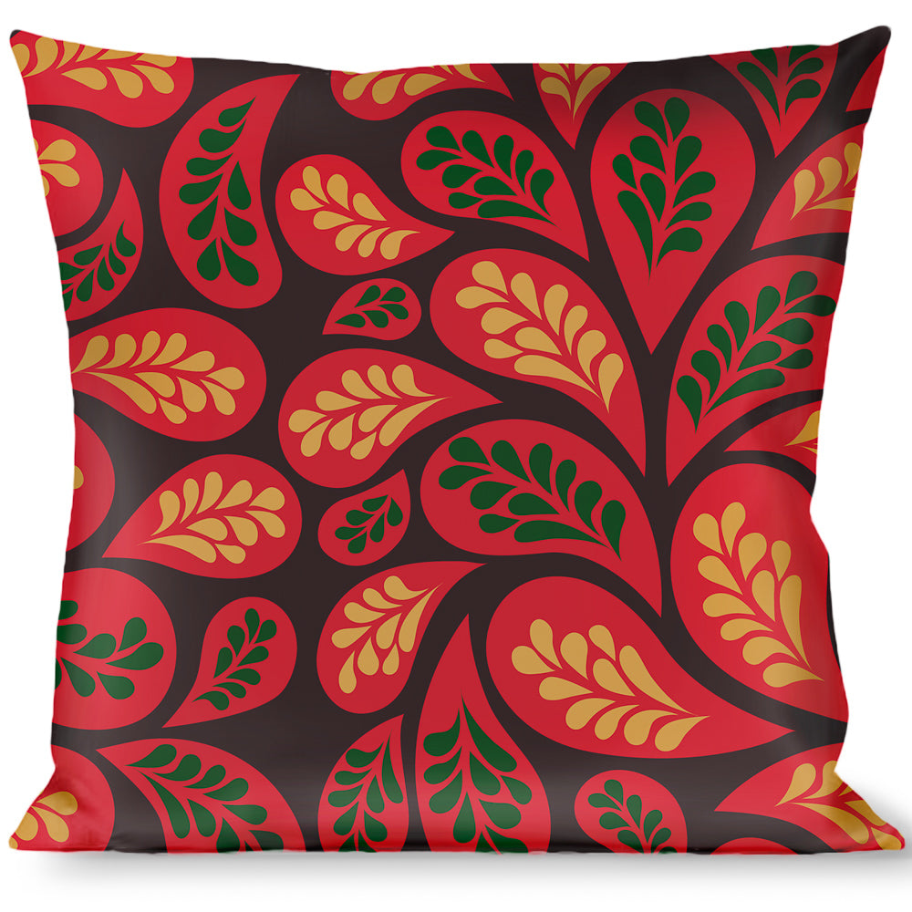 Buckle-Down Throw Pillow - Leaves Swirl Navy/Burgundy Throw Pillows Buckle-Down   