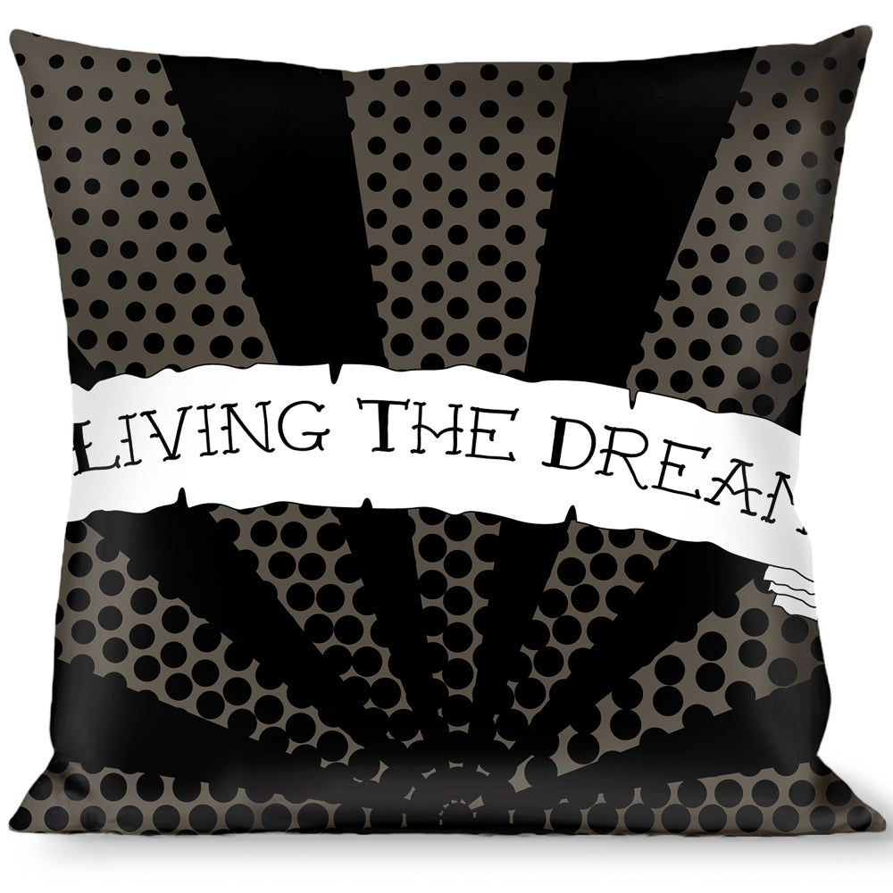 Buckle-Down Throw Pillow - LIVING THE DREAM Scroll Gray/Black/White Throw Pillows Buckle-Down   