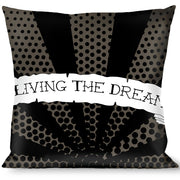 Buckle-Down Throw Pillow - LIVING THE DREAM Scroll Gray/Black/White Throw Pillows Buckle-Down   