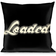Buckle-Down Throw Pillow - LOADED Script Black/Cream Throw Pillows Buckle-Down   