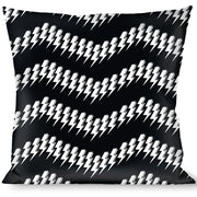 Buckle-Down Throw Pillow - Lightning Bolts Sketch Black/White Throw Pillows Buckle-Down   