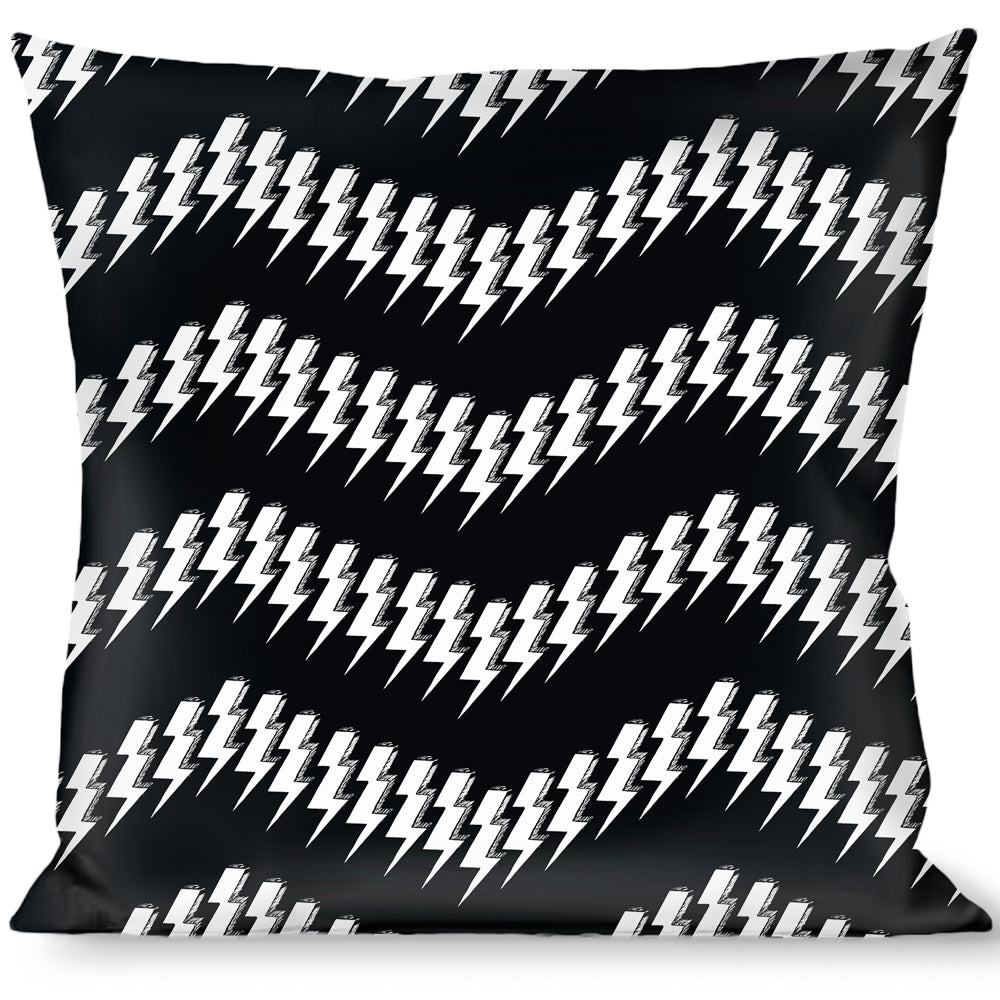 Buckle-Down Throw Pillow - Lightning Bolts Sketch Black/White Throw Pillows Buckle-Down   