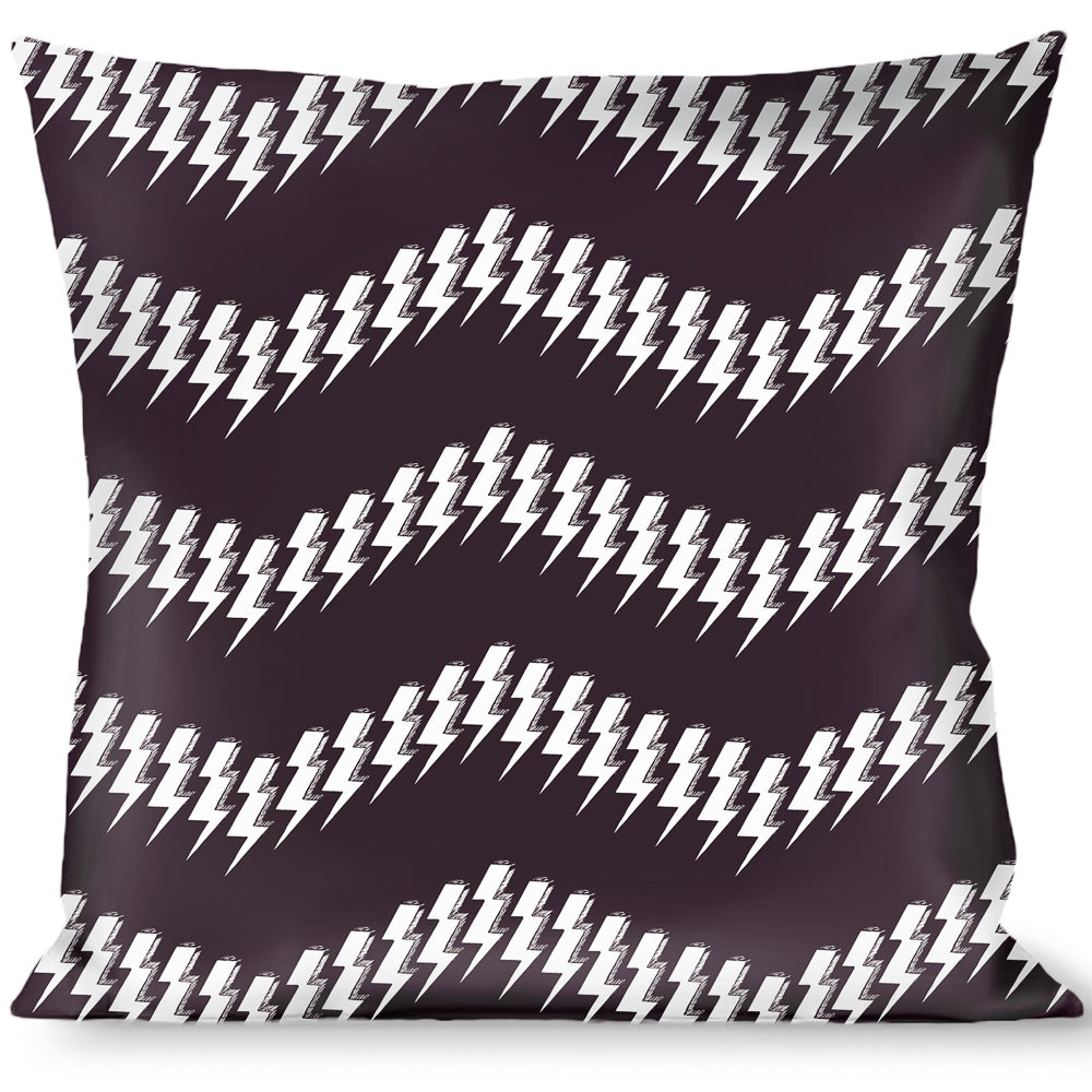 Buckle-Down Throw Pillow - Lightning Bolts Sketch Plum/White Throw Pillows Buckle-Down   