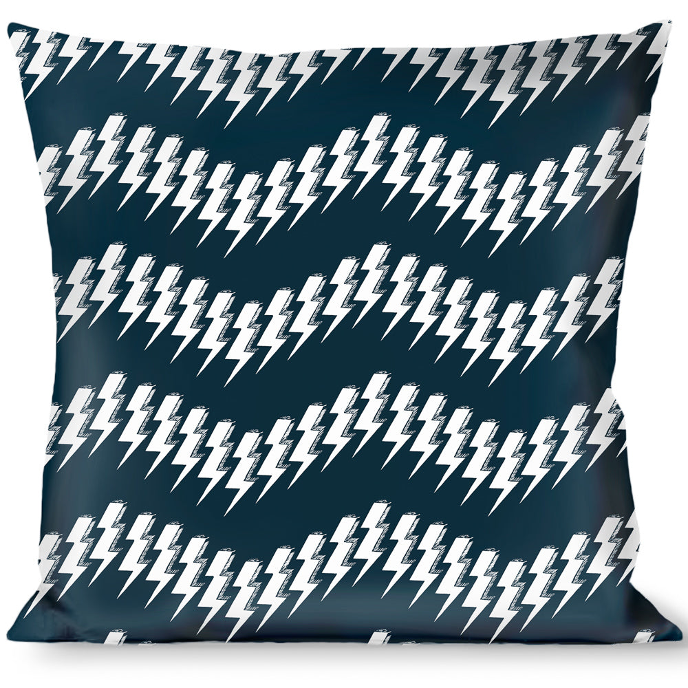 Buckle-Down Throw Pillow - Lightning Bolts Sketch Navy/White Throw Pillows Buckle-Down   