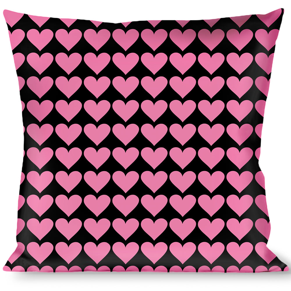 Buckle-Down Throw Pillow - Mini Hearts Black/Pink Throw Pillows Buckle-Down   