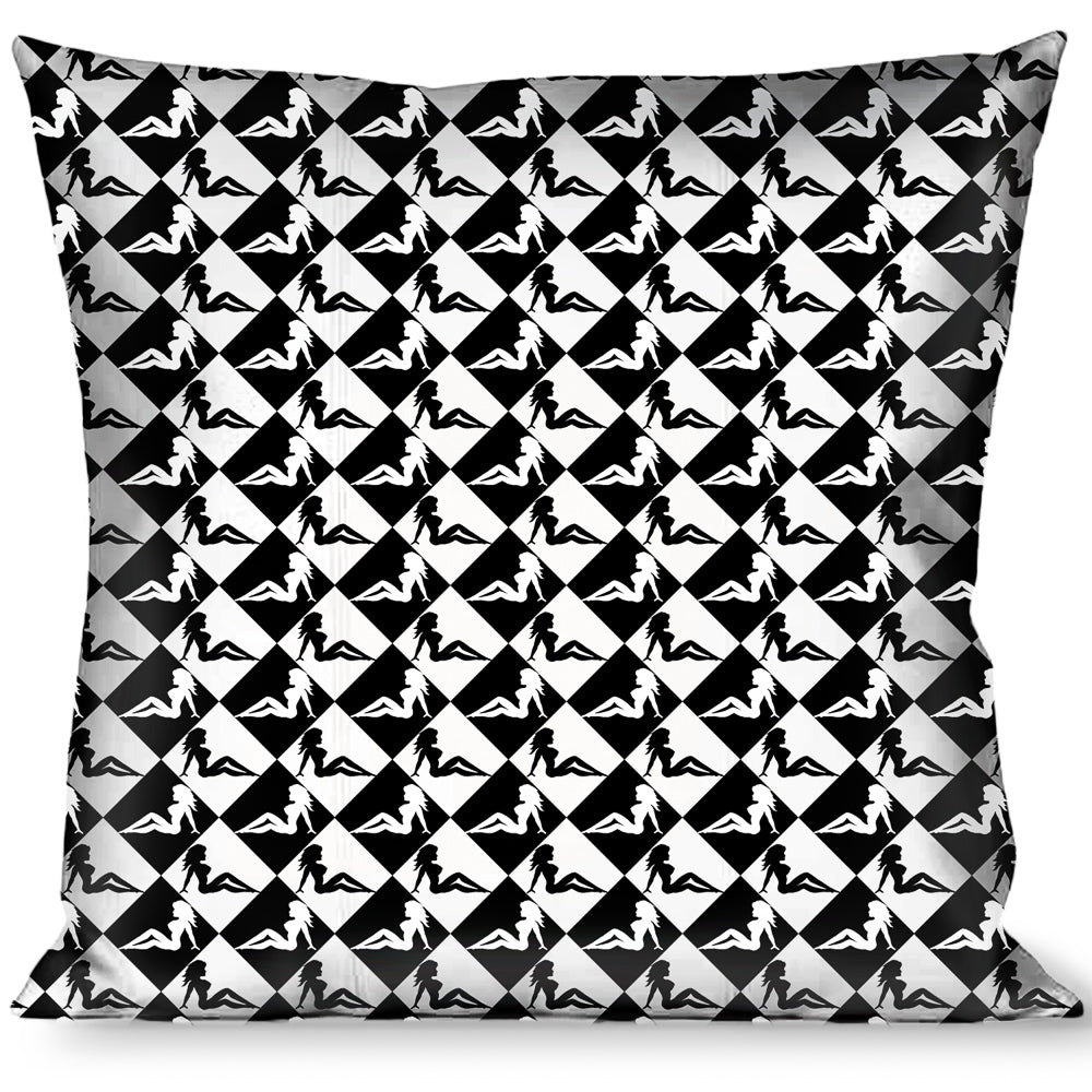 Buckle-Down Throw Pillow - Mud Flap Girl Diamonds Black/White Throw Pillows Buckle-Down   