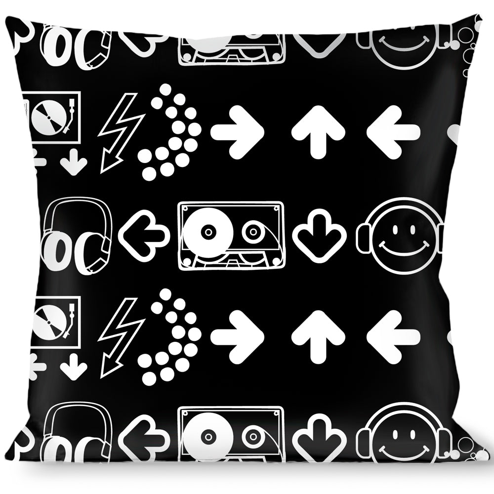 Buckle-Down Throw Pillow - Music Happy Face Throw Pillows Buckle-Down   
