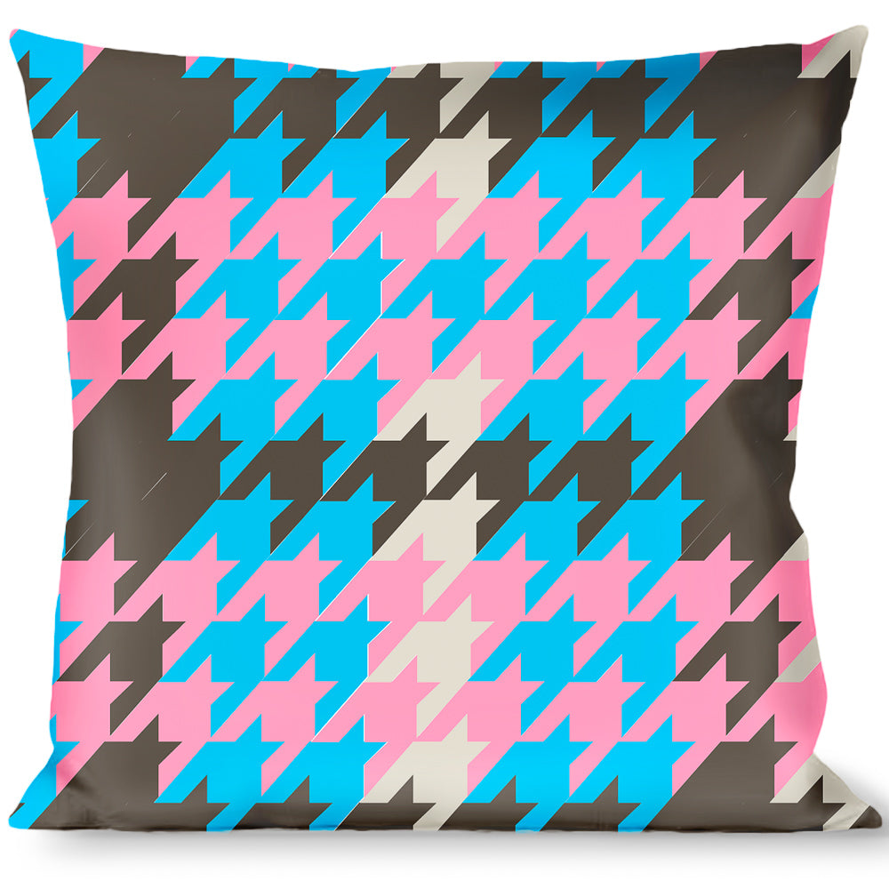 Buckle-Down Throw Pillow - Mini Houndstooth Gray/Baby Blue/Pink Throw Pillows Buckle-Down   