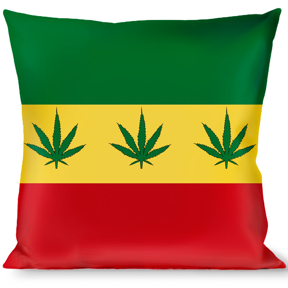 Buckle-Down Throw Pillow - Marijuana Leaf Repeat Rasta Throw Pillows Buckle-Down   