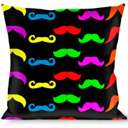 Buckle-Down Throw Pillow - Mustaches Black/Multi Color Throw Pillows Buckle-Down   