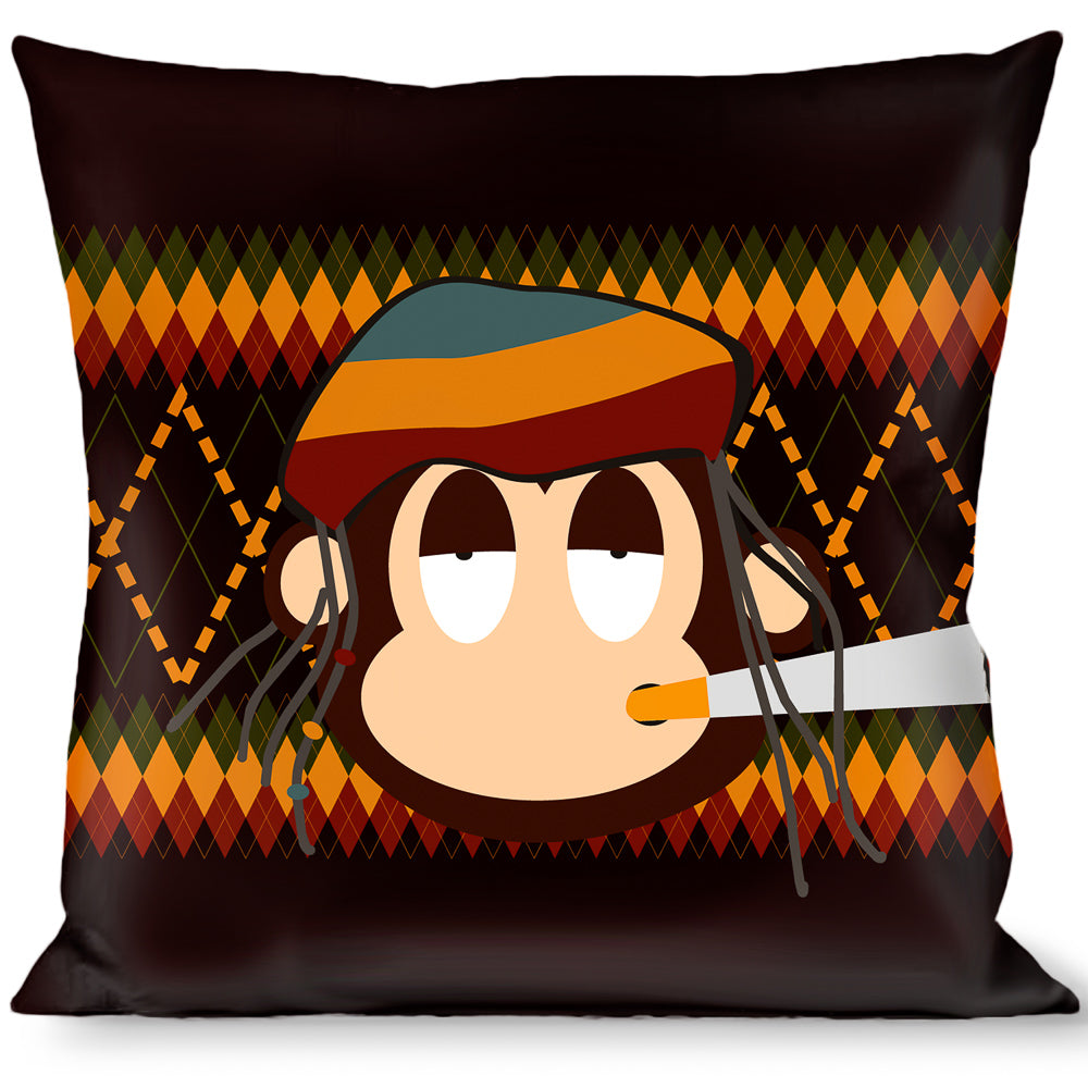Buckle-Down Throw Pillow - Multi Smoking Monkey Argyle Brown Throw Pillows Buckle-Down   