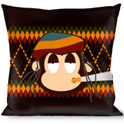 Buckle-Down Throw Pillow - Multi Smoking Monkey Argyle Brown Throw Pillows Buckle-Down   