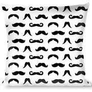 Buckle-Down Throw Pillow - Mustaches Straight White/Black Throw Pillows Buckle-Down   