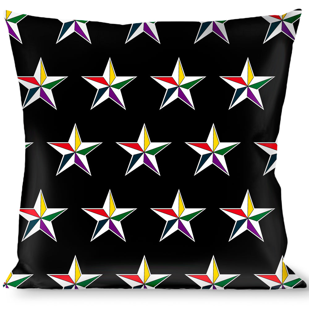 Buckle-Down Throw Pillow - Nautical Star Black/White/Multi Color Throw Pillows Buckle-Down   