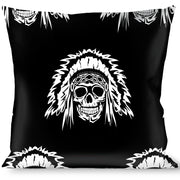 Buckle-Down Throw Pillow - Native American Skull Black/White Throw Pillows Buckle-Down   