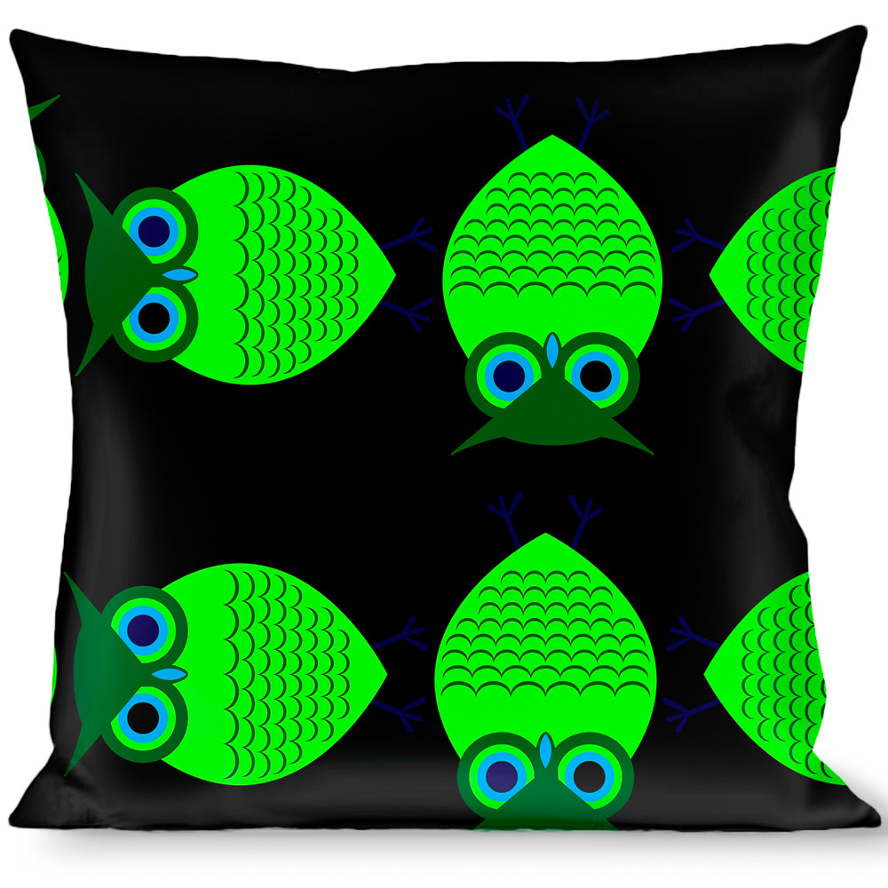 Buckle-Down Throw Pillow - Owls Spin Black/Green Throw Pillows Buckle-Down   