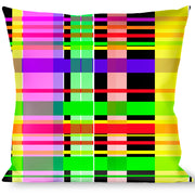 Buckle-Down Throw Pillow - Plaid Black/Multi Neon Throw Pillows Buckle-Down   
