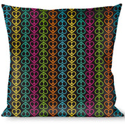 Buckle-Down Throw Pillow - Peace Hearts Repeat Black/Neon Throw Pillows Buckle-Down   