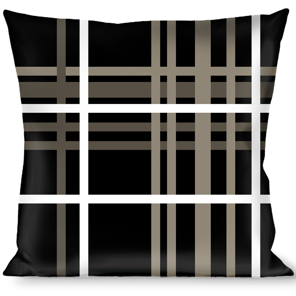Buckle-Down Throw Pillow - Plaid Black/Gray Throw Pillows Buckle-Down   