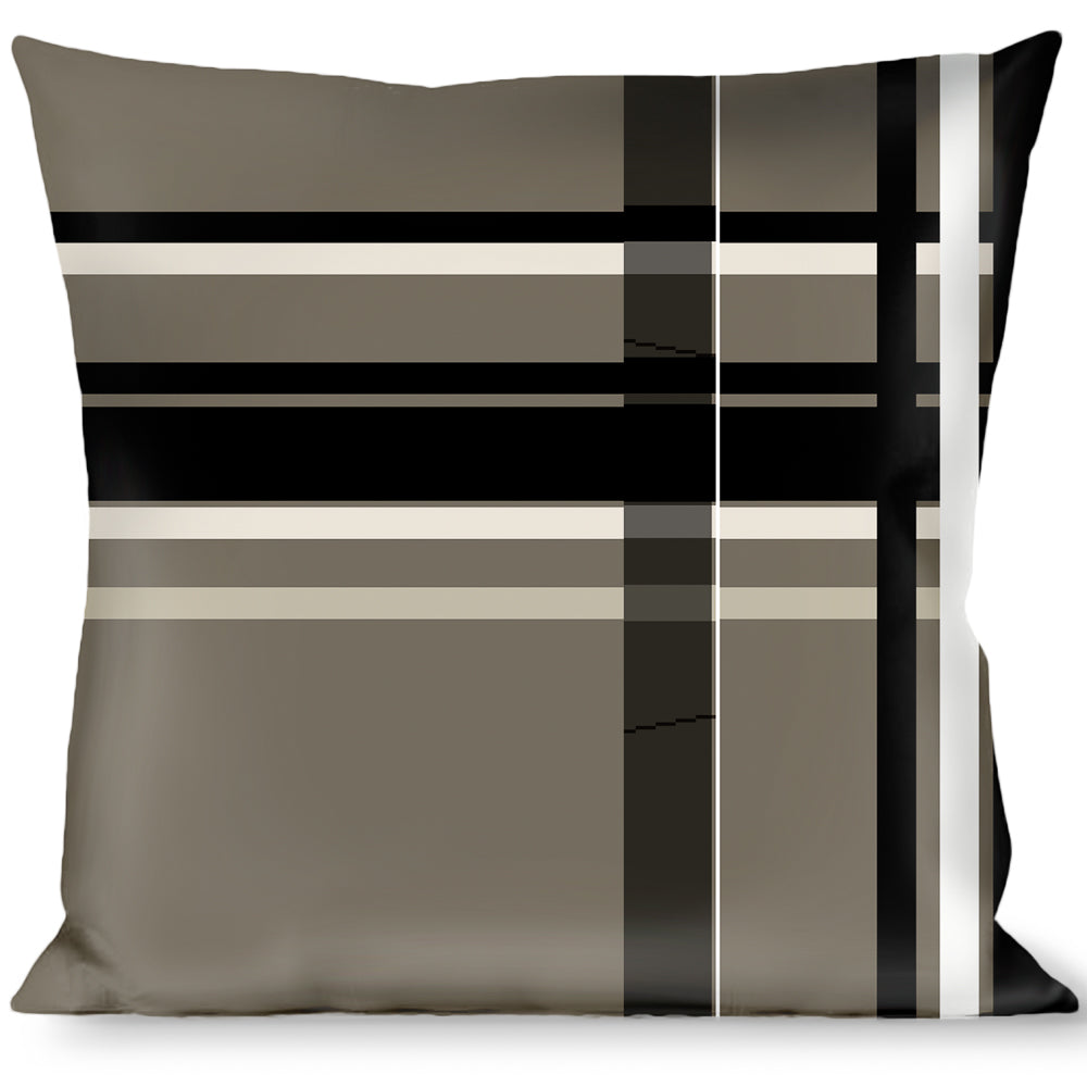 Buckle-Down Throw Pillow - Plaid Gray/Black/White Throw Pillows Buckle-Down   
