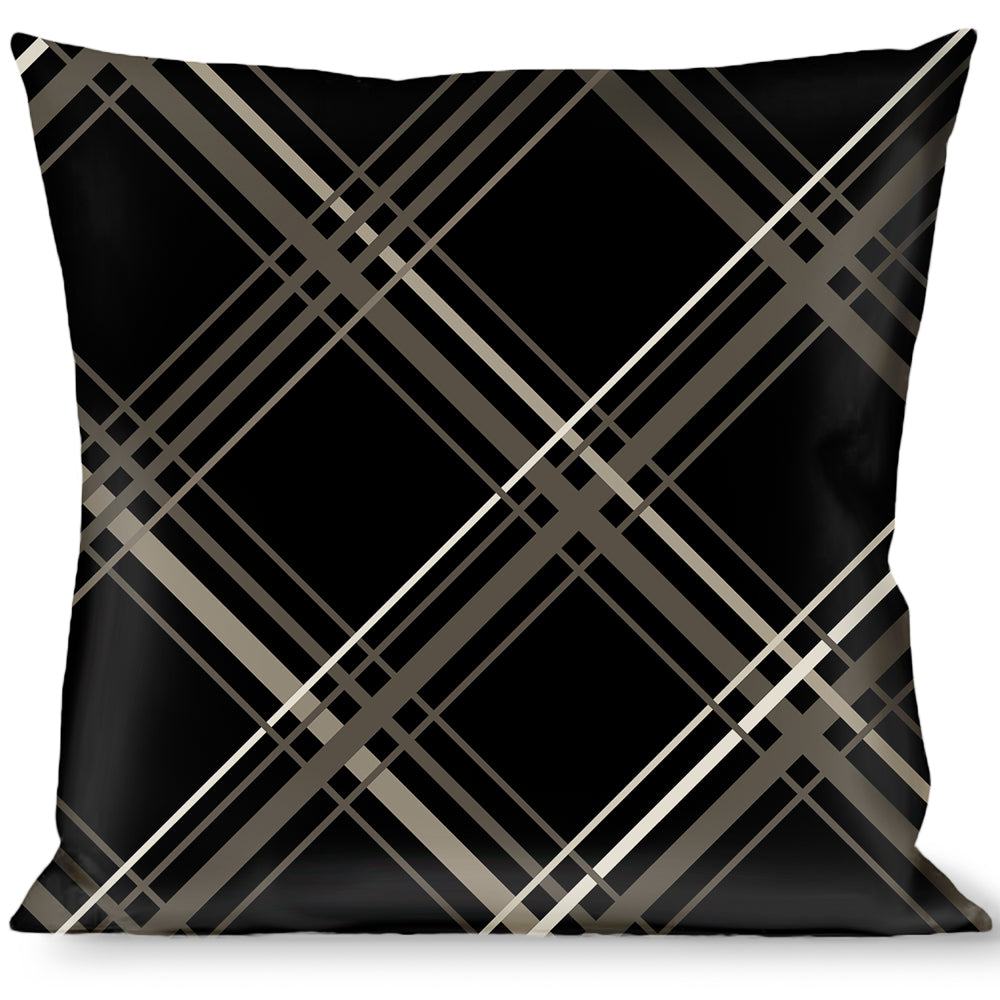 Buckle-Down Throw Pillow - Plaid X Black/Gray Throw Pillows Buckle-Down   