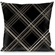 Buckle-Down Throw Pillow - Plaid X Black/Gray Throw Pillows Buckle-Down   