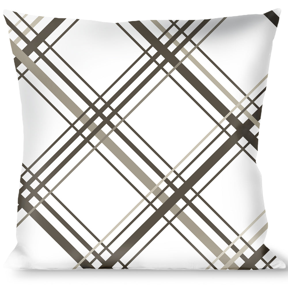 Buckle-Down Throw Pillow - Plaid X White/Gray Throw Pillows Buckle-Down   