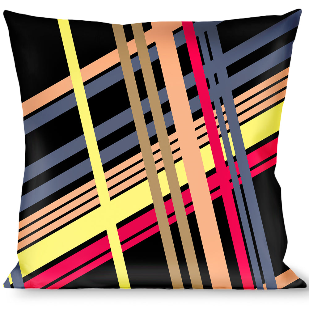 Buckle-Down Throw Pillow - Plaid Black/Yellow/Red/Blue/Orange Throw Pillows Buckle-Down   