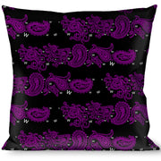Buckle-Down Throw Pillow - Paisley Stars Black/Purple/White Throw Pillows Buckle-Down   