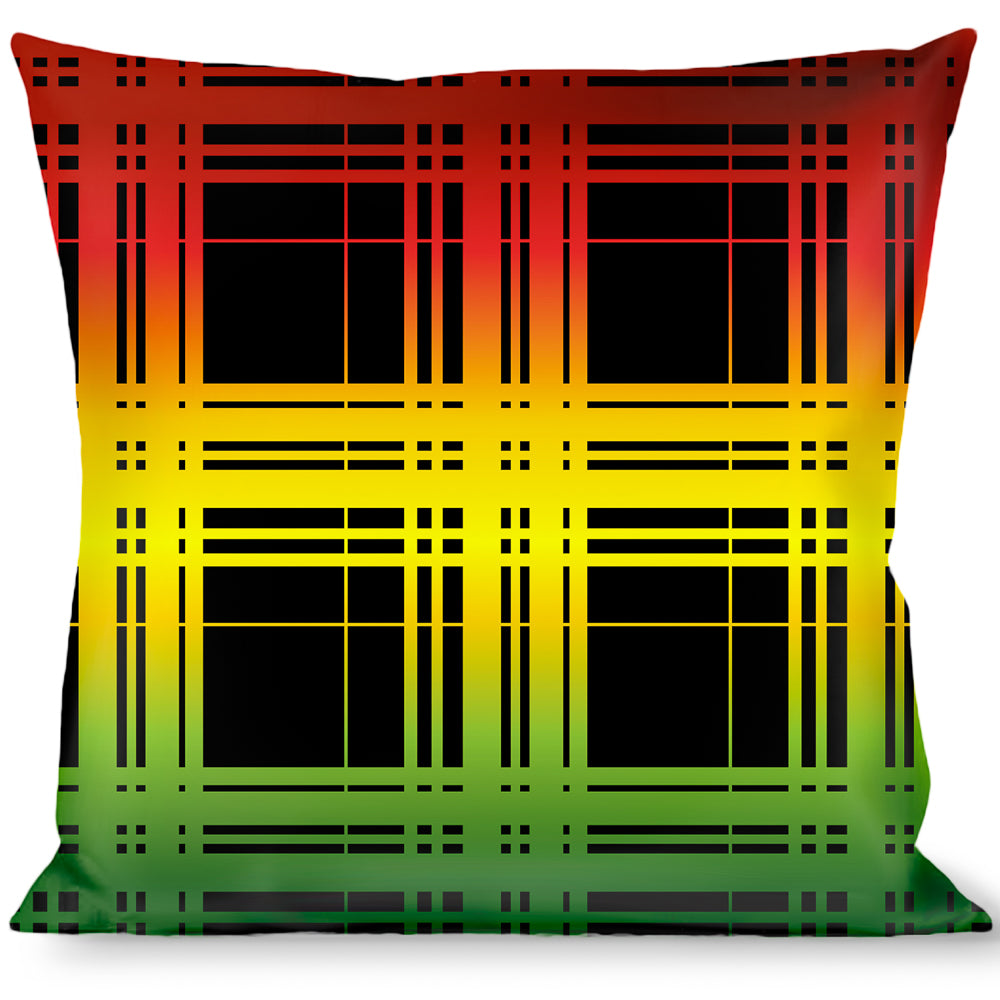 Buckle-Down Throw Pillow - Plaid Black/Rasta Throw Pillows Buckle-Down   