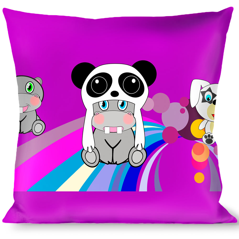 Buckle-Down Throw Pillow - Panda Hat Animals w/Bright Color Burst Throw Pillows Buckle-Down   