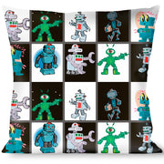 Buckle-Down Throw Pillow - Robot Checkers Black/White Throw Pillows Buckle-Down   