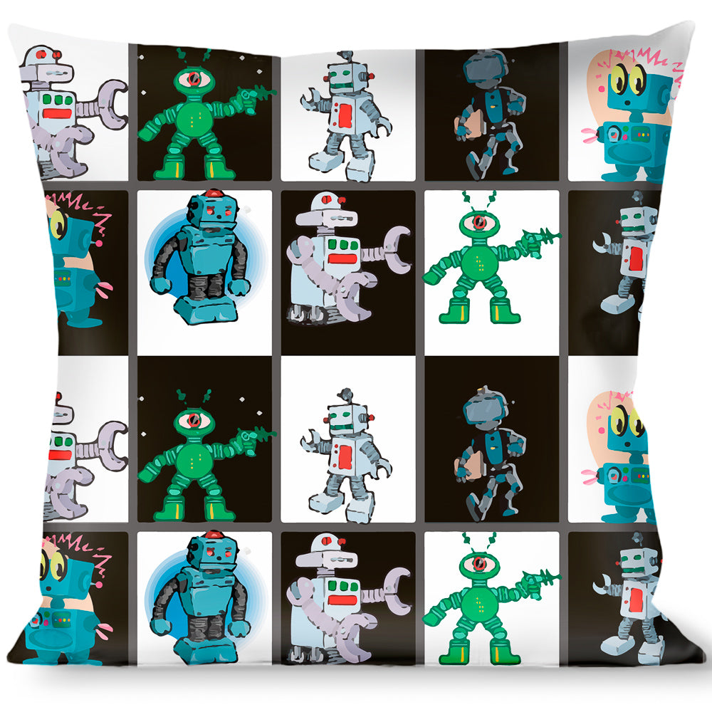 Buckle-Down Throw Pillow - Robot Checkers Black/White Throw Pillows Buckle-Down   