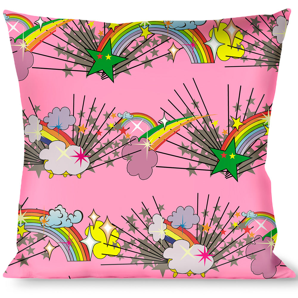 Buckle-Down Throw Pillow - Rainbow Cloud Stars Pink Throw Pillows Buckle-Down   