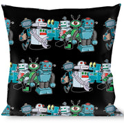 Buckle-Down Throw Pillow - Robots C/U Black Throw Pillows Buckle-Down   