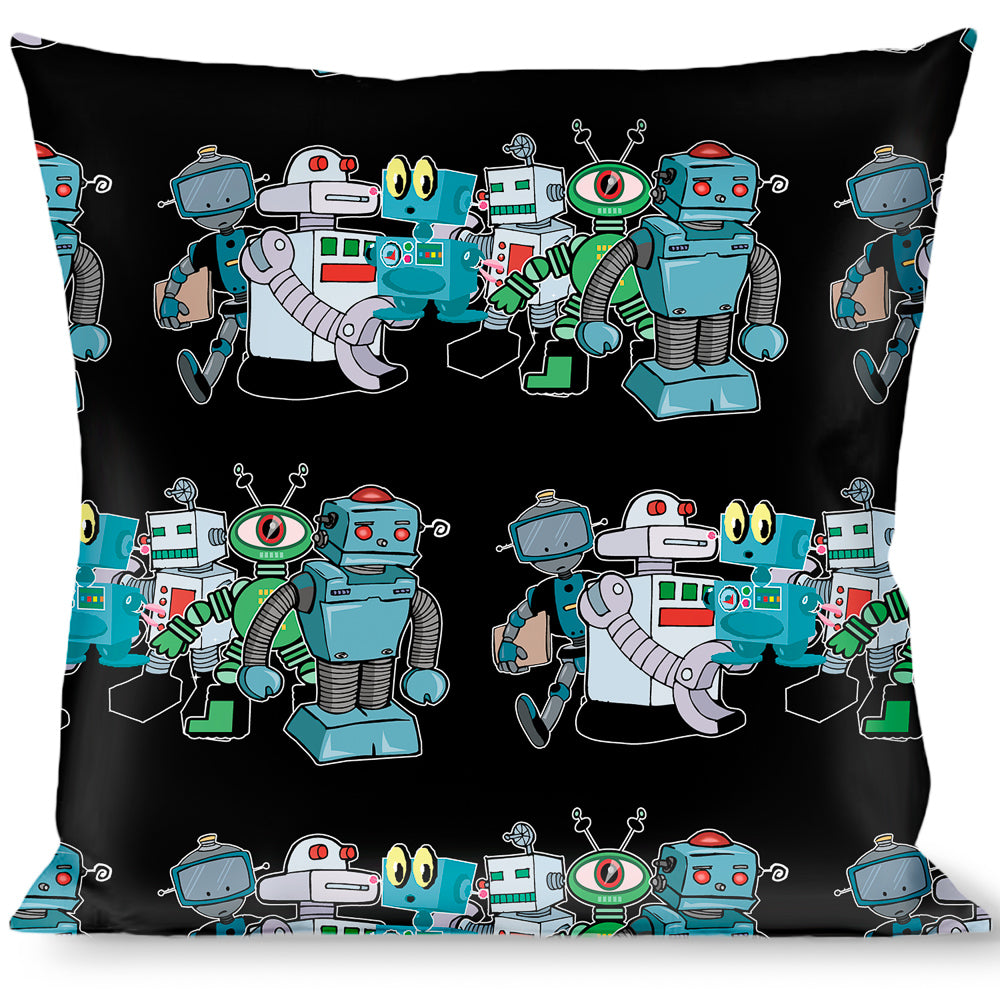 Buckle-Down Throw Pillow - Robots C/U Black Throw Pillows Buckle-Down   