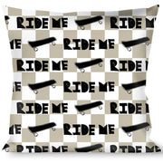 Buckle-Down Throw Pillow - RIDE ME Skateboard w/Mini Checker White/Gray/Black Throw Pillows Buckle-Down   