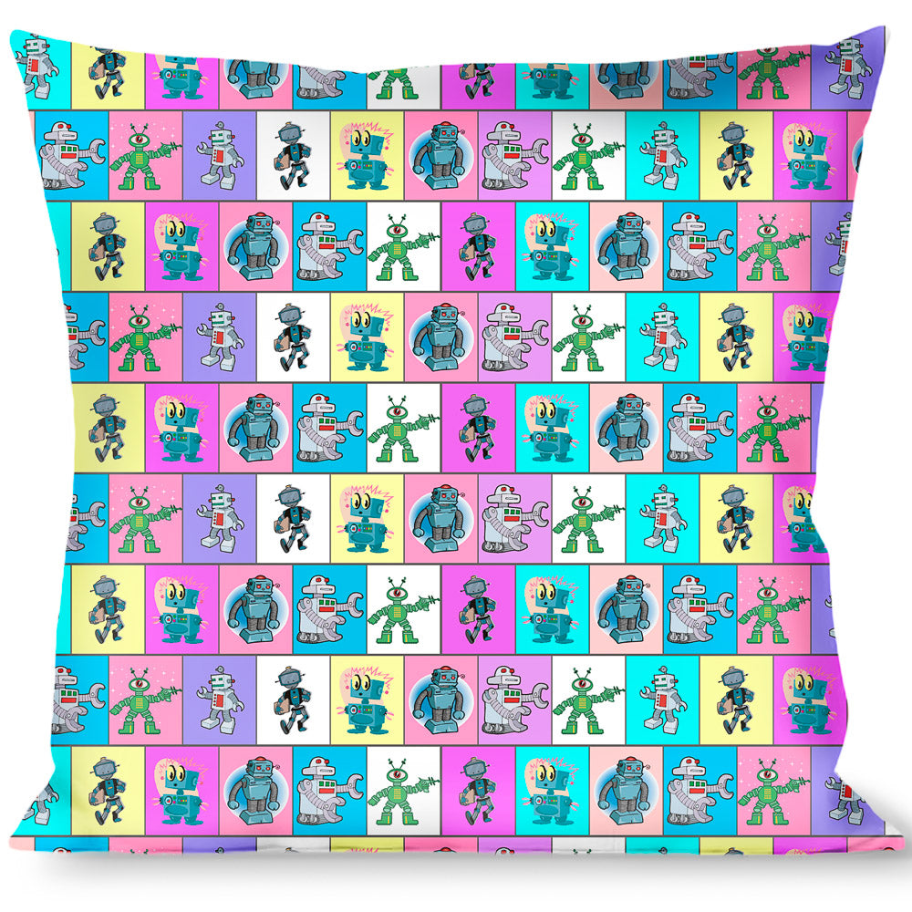 Buckle-Down Throw Pillow - Robots Pastel Blocks Throw Pillows Buckle-Down   