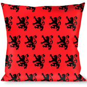Buckle-Down Throw Pillow - Rampant Lion Repeat/Stripes Red/White/Black Throw Pillows Buckle-Down   