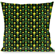 Buckle-Down Throw Pillow - Skulls & Stars Black/Green/Yellow Throw Pillows Buckle-Down   
