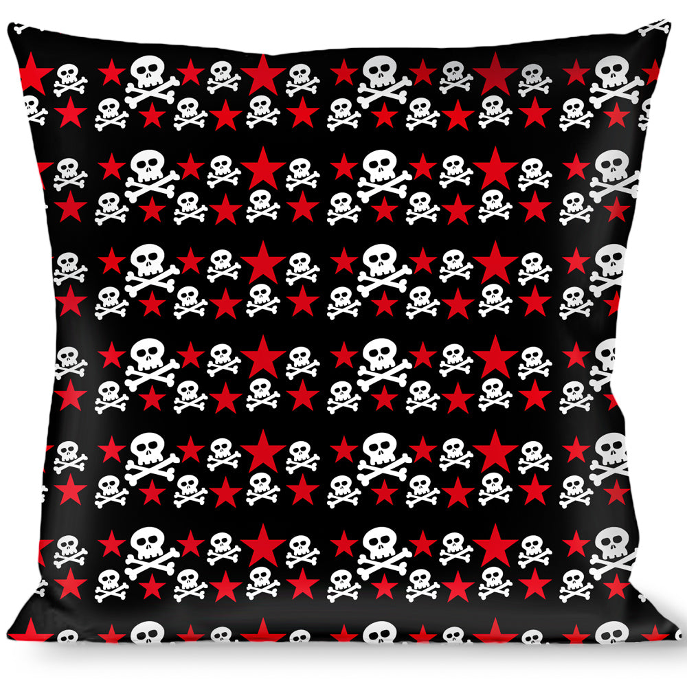 Buckle-Down Throw Pillow - Skulls & Stars Black/White/Red Throw Pillows Buckle-Down   