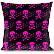 Buckle-Down Throw Pillow - Skull w/Babies Black/Fuchsia Throw Pillows Buckle-Down   