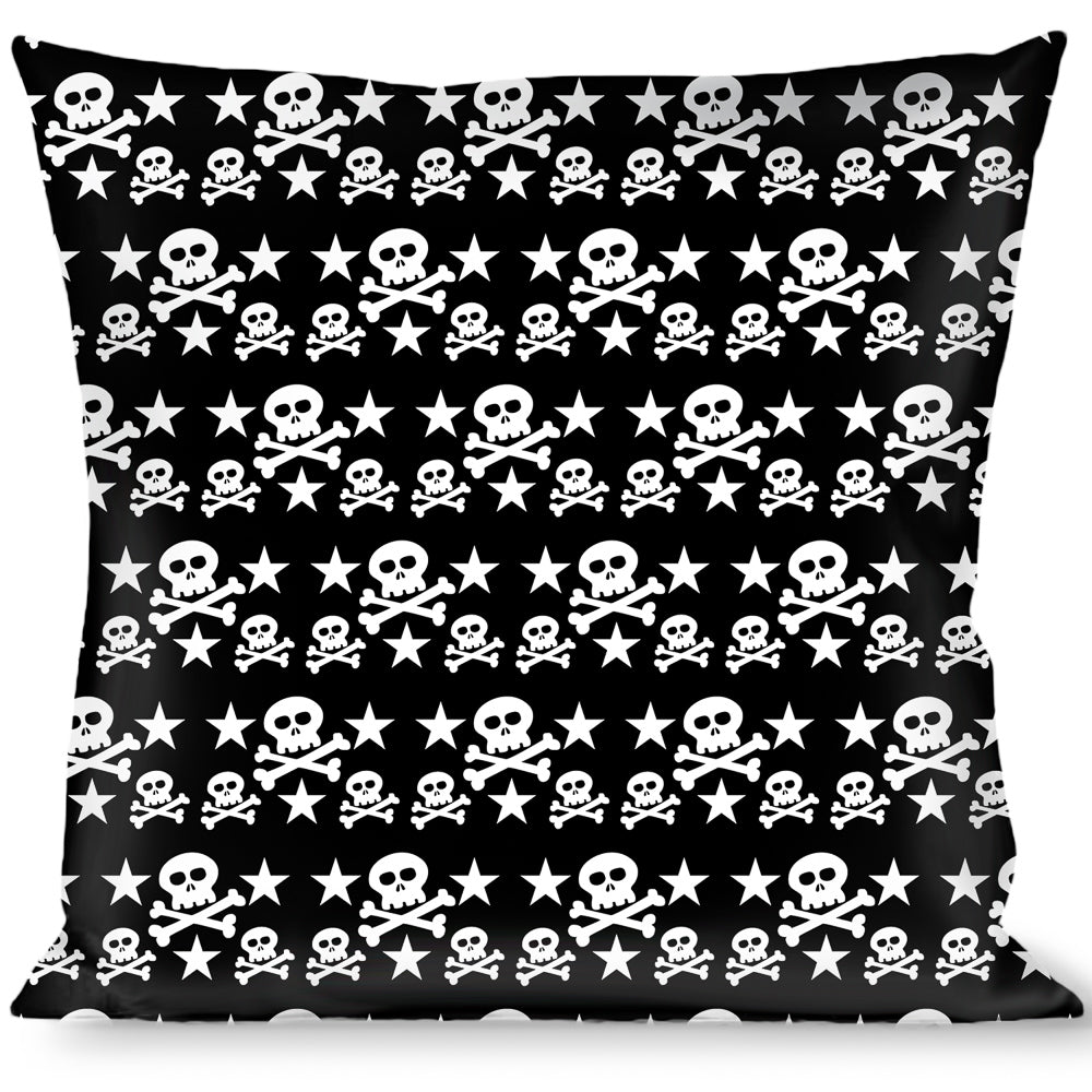Buckle-Down Throw Pillow - Skulls & Stars Black/White Throw Pillows Buckle-Down   