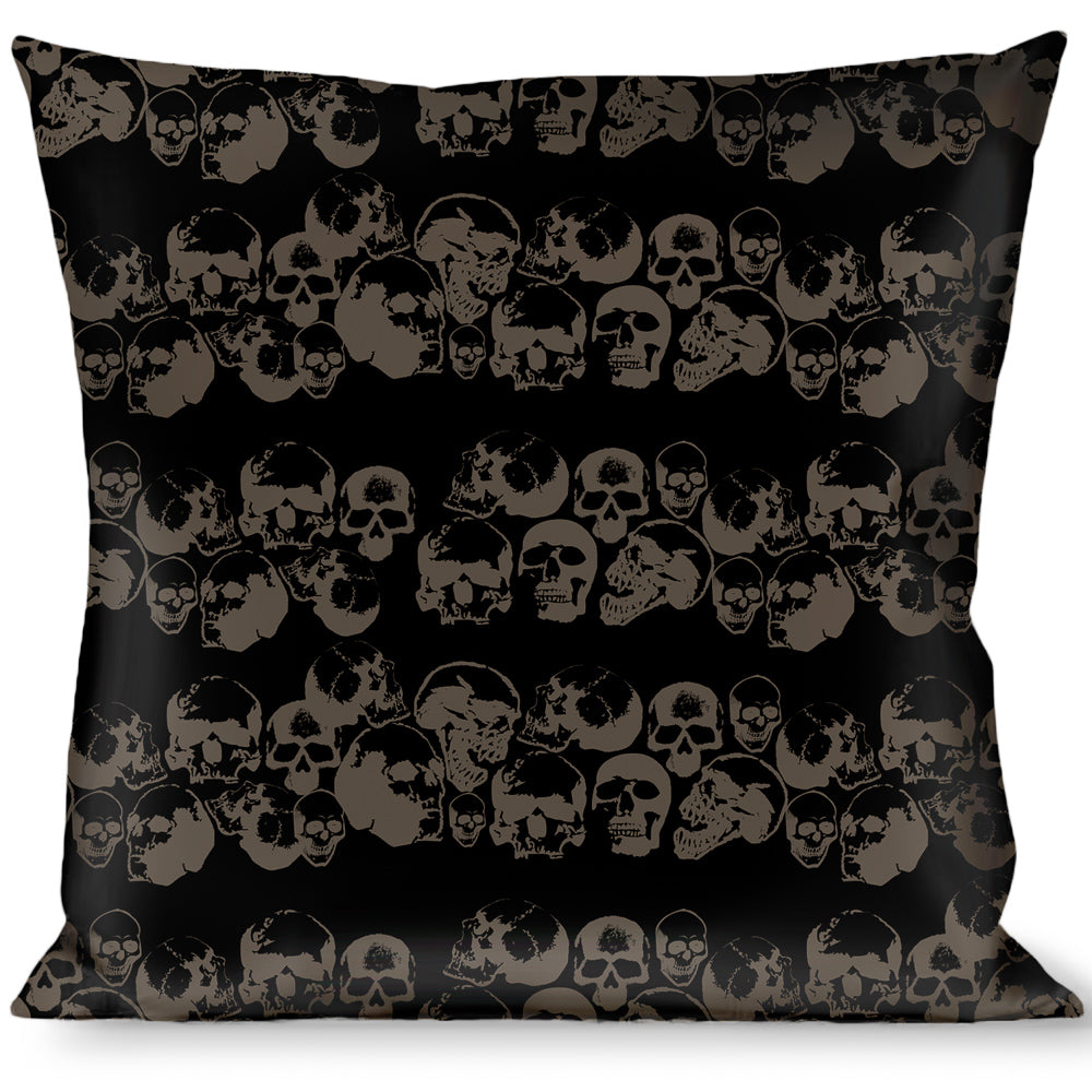 Buckle-Down Throw Pillow - Skull Pile Black/Gray Throw Pillows Buckle-Down   