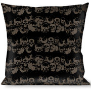 Buckle-Down Throw Pillow - Skull Pile Black/Gray Throw Pillows Buckle-Down   