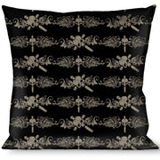 Buckle-Down Throw Pillow - Skull & Dagger w/Filigree Black/Gray Throw Pillows Buckle-Down   