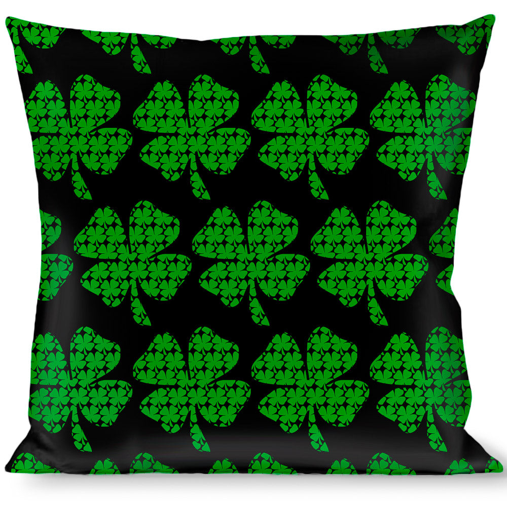 Buckle-Down Throw Pillow - St. Pat's Black/Clovers Throw Pillows Buckle-Down   