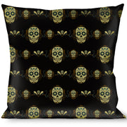 Buckle-Down Throw Pillow - Sugar Skulls Black/Olive/Burgundy Throw Pillows Buckle-Down   